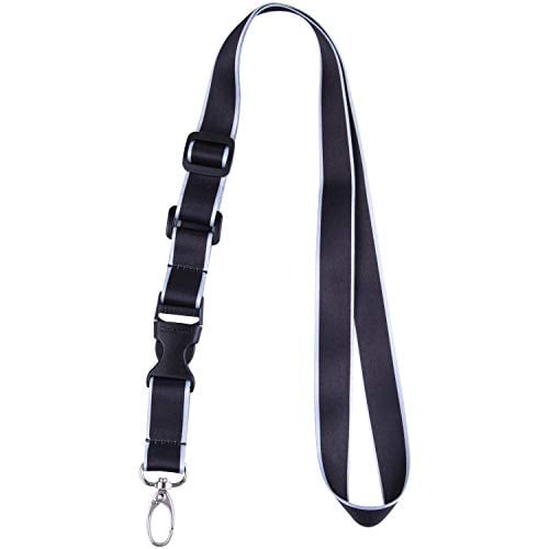 Book Cover Office Lanyard, Wisdompro Adjustable Length, Polyester Neck Strap with Oval Clasp and Detachable Buckle for ID, Name Tag, Company Badge Holder, and Keys - Black and Powder Blue