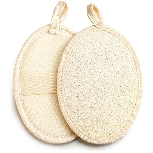 Book Cover Exfoliating Loofah Pad - 2pack 100% Natural Loofah Sponge Scrubber Brush Close Skin for Men and Women - GAINWELL
