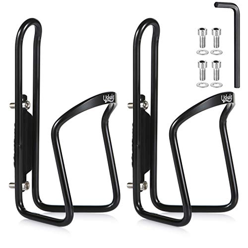 Book Cover USHAKE Water Bottle Cages, Basic MTB Bike Bicycle Alloy Aluminum Lightweight Water Bottle Holder Cages Brackets(2 Pack- Drilled Holes Required)