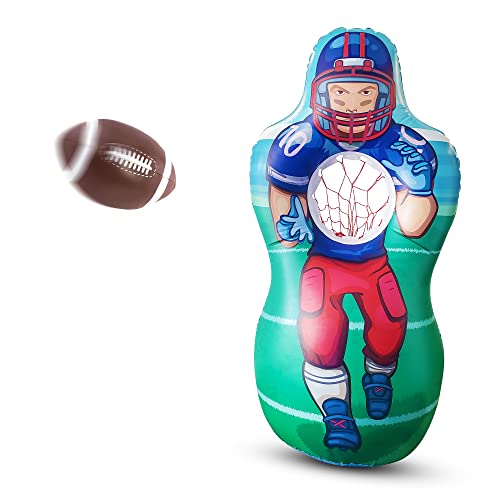 Book Cover Kovot Inflatable Football Target Set - Inflates to 5 Feet Tall! - Soft Mini Toss Foot Ball Included