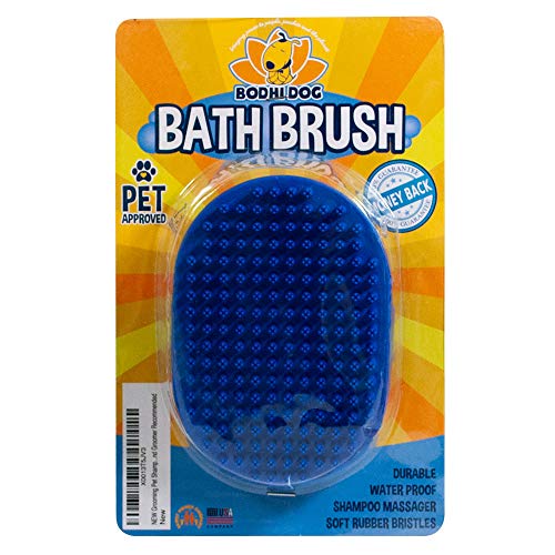 Book Cover Bodhi Dog New Grooming Pet Shampoo Brush | Soothing Massage Rubber Bristles Curry Comb for Dogs & Cats Washing | Professional Quality