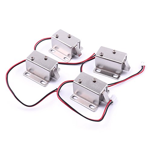 Book Cover ATOPLEE Electromagnetic Solenoid Lock,4pcs Mini DC 12V 0.43A Door Drawer Tongue Down Slim Design Assembly Magnetic Lock for Cabinet Door Drawer,27X29X18mm