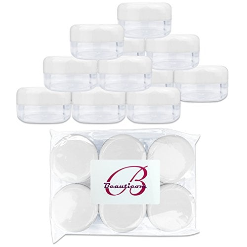 Book Cover (Quantity: 12 Pieces) Beauticom 15G/15ML (0.5oz) Clear Round Jar with White Lids for Cosmetics, Medication, Lab and Field Research Samples, Beauty and Health Aids - BPA Free