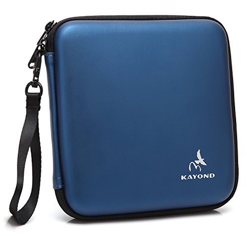 Book Cover KAYOND Portable Hard Carrying Travel Storage Case for External USB, DVD, CD, Blu-ray Rewriter/Writer and Optical Drives (Blue)