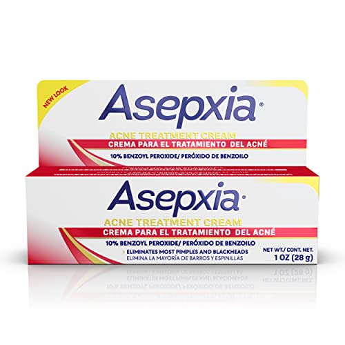 Book Cover Asepxia Acne Spot Treatment Cream for Pimples and Blackheads with 10% Benzoyl Peroxide, 1 ounce, White, (GEN00669)