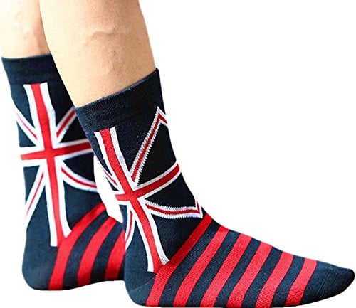Book Cover 3 Pairs 2 Pairs or 1 Pairs Women Flag Print Colorful Funky Casual Cotton Crew Socks