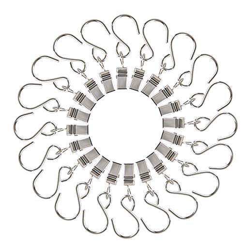 Book Cover KUUQA 20 Pack Stainless Steel Curtain Clip String Party Light Hanger Hanging Clamp Hooks Hanger Clips Outdoor Activities Wire-Party Supplies(20 Pack)