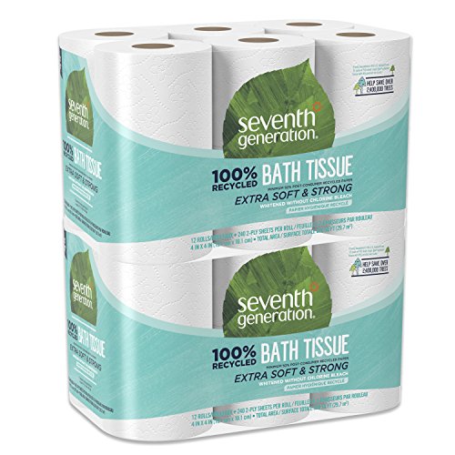 Book Cover Seventh Generation Toilet Paper, Bath Tissue, 100% Recycled Paper, (Packaging May Vary), 12 Rolls (Pack of 2)
