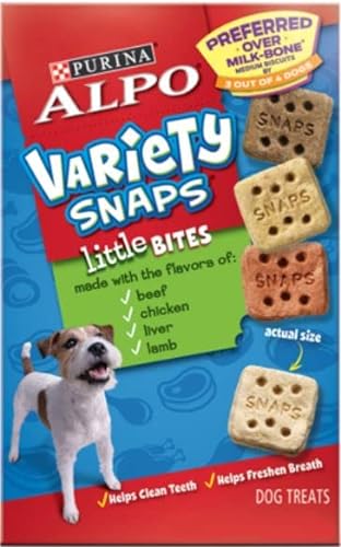Book Cover ALPO Variety Snaps Little Bites Dog Treats with Beef, Chicken, Liver & Lamb Flavors 16 oz. Box