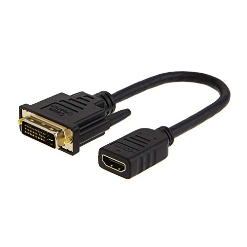 Book Cover HDMI to DVI Cable, CableCreation Bi-Directional HDMI Female to DVI-D(24+1) Male Adapter, 1080P DVI to HDMI Conveter, 3D, 0.15M Black