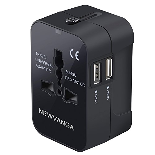 Book Cover NEWVANGA International Universal All in One Worldwide Travel Adapter Wall Charger AC Power Plug Adapter with Dual USB Charging Ports for USA EU UK AUS European Cell Phone Laptop