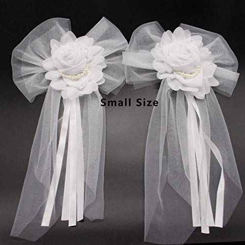 Book Cover Junxia Pearl Bud Silk Ribbon Flower for Wedding Party Decoration,Bridal Car,Wedding Car Decoration 2 pcs /Set