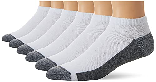 Book Cover Hanes Men's Max Cushion Low Cut Socks 6-Pack, White, Shoe Size: 6-12