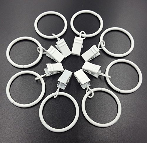 Book Cover Aiskaer 32 Pieces White Metal Curtain Clip Rings 1.2 Inch Interior Diameter