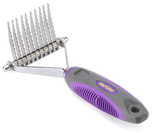 Book Cover Hertzko Pet Undercoat Dematting Comb for Dogs Cats - Undercoat Rake Grooming Brush with Safety Edges - Deshedding Tool Great for Cutting and Removing Dead, Matted or Knotted Hair, Shedding Combs