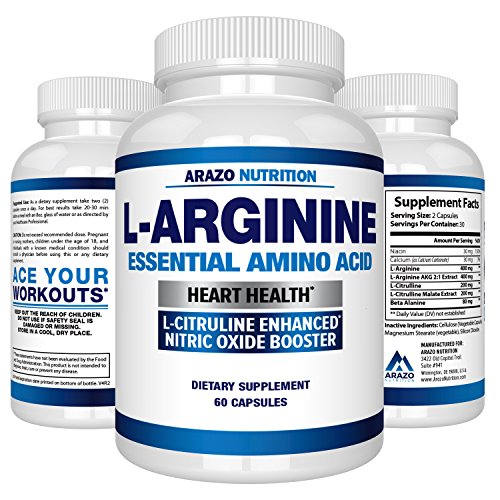 Book Cover Premium L Arginine - 1340mg Nitric Oxide Booster with L-Citrulline & Essential Amino Acids for Heart and Muscle Gain - NO Boost Supplement for Endurance and Energy - 60 Capsules