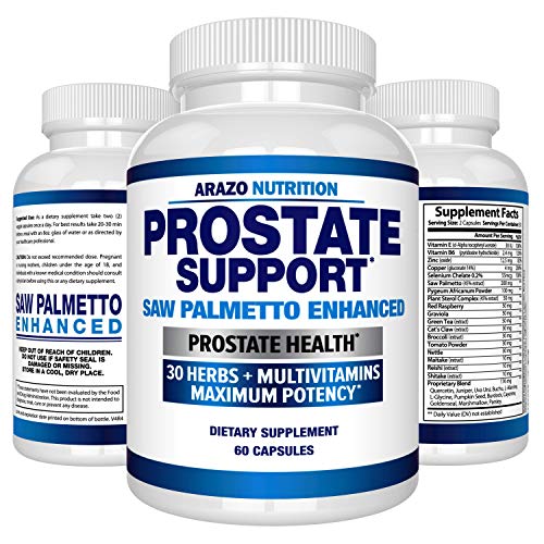 Book Cover Prostate Supplement - Saw Palmetto + 30 Herbs - Reduce Frequent Urination, Remedy Hair Loss, Libido - Single Homeopathic Herbal Extract Health Supplements - Capsule or Pill - Arazo Nutrition