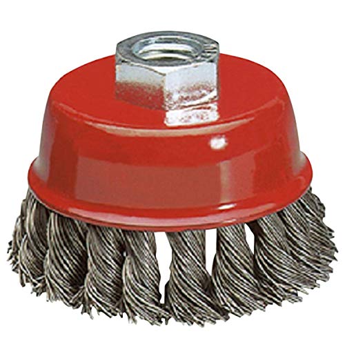 Book Cover Katzco Wire Wheel Brush Cup - 4 Inches Heavy Duty and Durable Knotted Grinder Brush – for Rust, Corrosion and Paint Removal