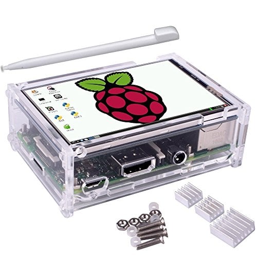 Book Cover TFT Touch Screen, Kuman 3.5 inch 320x480 Resolution TFT LCD Display with Protective Case + 3 x Heat sinks+ Touch Pen for Raspberry Pi 3 Model B, Pi 2 Model B & Pi Model B+ SC11