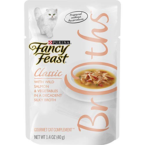 Book Cover Purina Fancy Feast Broth Wet Cat Food Complement; Broths With Wild Salmon & Vegetables - 1.4 oz. Pouch