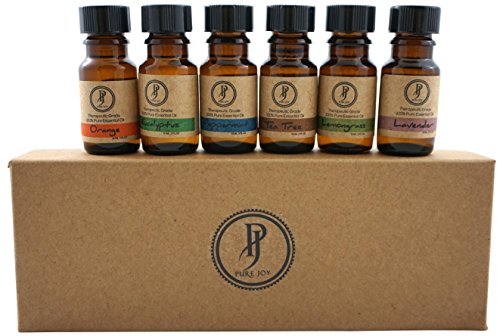 Book Cover Pure Joy Aromatherapy Premium Kit Top 6 Essential Oils Gift Set 10ml 100% Pure & Therapeutic grade