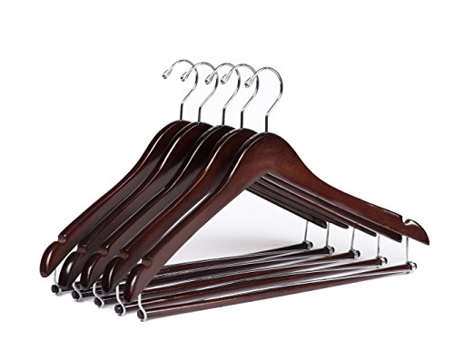 Book Cover Quality Hangers Wooden Hangers Beautiful Sturdy Suit Coat Hangers with Locking Bar Mahogany (5)