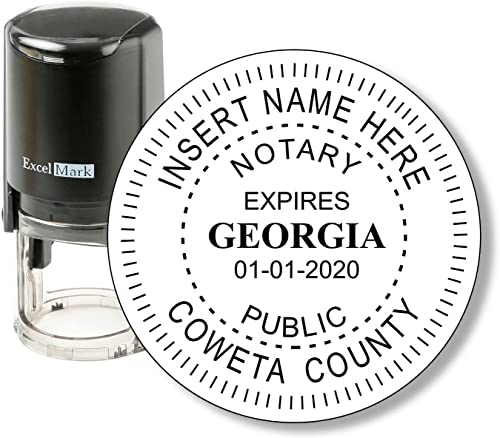 Book Cover Round Notary Stamp for State of Georgia - Self Inking Stamp - Features The ExcelMark Double Sided Ink Pad for Longer Product Life