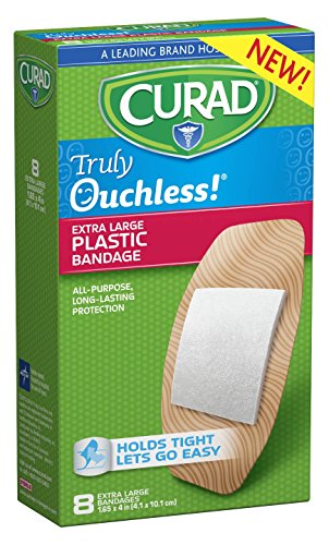 Book Cover Curad Truly Ouchless Plastic Bandages, X-Large, 8 Count