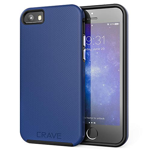Book Cover iPhone SE Case, Crave Dual Guard Protection Series Case for iPhone 5 5s SE - Navy