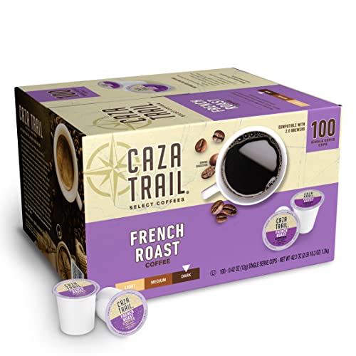 Book Cover Caza Trail Coffee Pods, French Roast, Single Serve (Pack of 100) (Packaging May Vary)