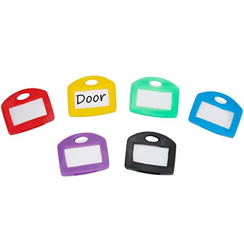Book Cover Uniclife 1 Inch Key Cap Tags in 6 Assorted Colors Key Identifier Covers with Blank Paper Labels for Standard Flat House Keys (Not Suitable for Odd-Shaped Keys), 24 Pack