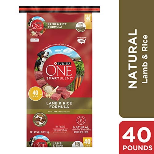 Book Cover Purina ONE Natural Dry Dog Food, SmartBlend Lamb & Rice Formula - 40 lb. Bag