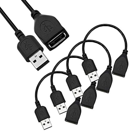 Book Cover 4 Pack (15cm - 6inch) Adjustable Flexible USB 2.0 Male to Female Extension Plug/Socket Adapter Cable - Worlds Shortest USB 2.0 Extension Cable