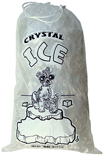 Book Cover Crystal Clear Plastic Ice Bags with Cotton Draw String, 10 lb., Pack of 100