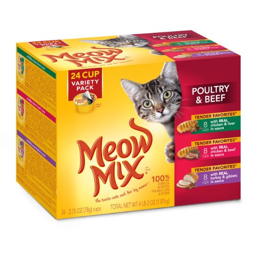 Book Cover Meow Mix Tender Favorites Poultry And Beef Variety Pack Wet Cat Food, 24 Count