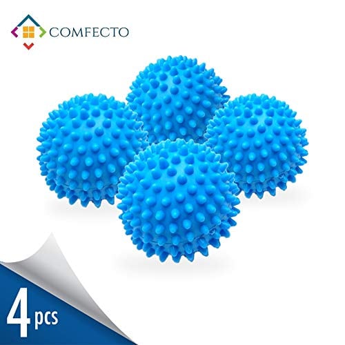 Book Cover Set of 4 Reusable Dryer Balls to Replace Liquid Fabric Softener and Dryer Sheet Reduce Drying Time, Alternative Wash Ball for 1000 Washing with Eco-Friendly Hypoallergenic Anti-Static PVC