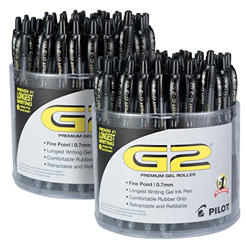 Book Cover Pilot G2 Retractable Premium Gel Ink Roller Ball Pens Fine Pt (.7) Black; Retractable, Refillable & Premium Comfort Grip; Smooth Lines to the End of the Page, America's #1 Selling Pen Brand
