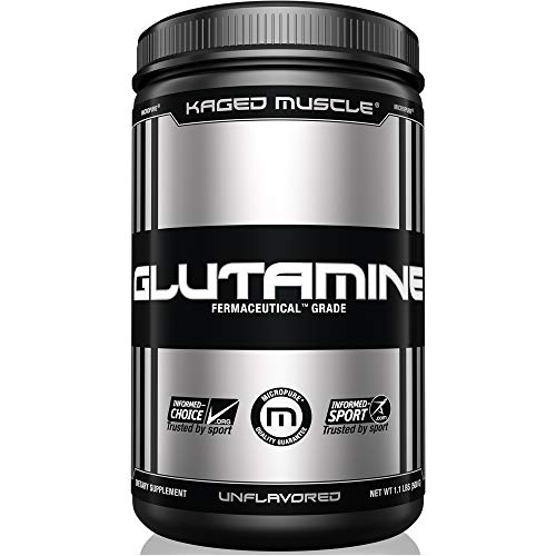 Book Cover KAGED MUSCLE, L-Glutamine Powder 500 Gram, Vegan, Support Muscle Recovery, Post Workout, Glutamine, Banned-Substance Free, Unflavored, 100 Servings