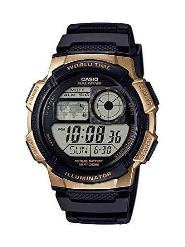 Book Cover Casio Men's '10 Year Battery' Quartz Stainless Steel and Resin Watch, Color:Black (Model: AE-1000W-1A3VCF)