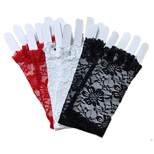 Book Cover DreamHigh Women Wrist Length Lace Half Finger Gloves