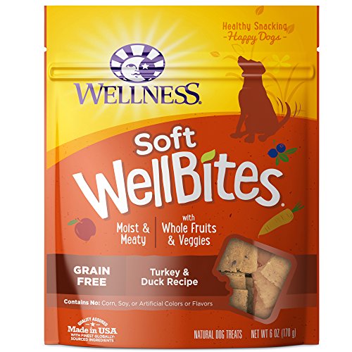 Book Cover Wellness Soft Wellbites Natural Grain Free Dog Treats, Turkey & Duck, 6-Ounce Bag