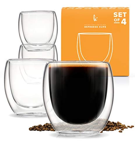 Book Cover Espresso Shot Glass, Durable Double Walled Espresso Cups, Clear Shot Glasses for Coffee Shots, Shot Glasses Set of 4, 2.7oz