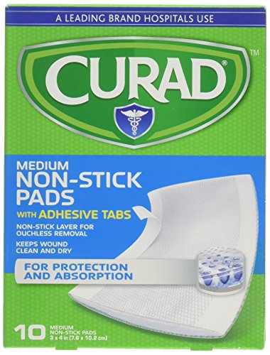 Book Cover Curad Non-Stick Pads with Adhesive Tabs â€“ 3â€³ x 4â€³ in, 10 Each (Pack of 2)