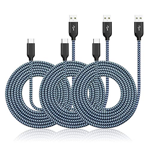 Book Cover USB C Cable, 3Pack 6Ft Nylon Braided USB Type C Fast Charging Cable for Samsung Galaxy S10 S9 S8 Note 10 9 8 Google Pixel 3 2 XL LG G8 G7 V40 V35 Oneplus 7 6T 6 ZTE iPad Pro (2018)