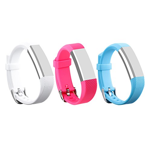 Book Cover I-SMILE 3PCS Newest Version Colorful Replacement Wristband with Secure Clasps for Fitbit Alta Only(No Tracker, Replacement Bands Only)