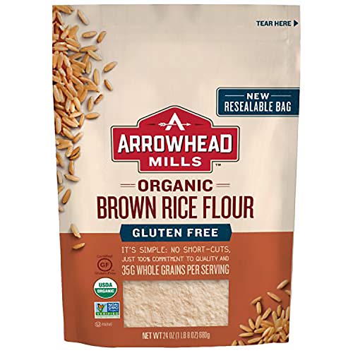 Book Cover Arrowhead Mills Organic Brown Rice Flour, Gluten Free, 24 Ounce Bag (Pack of 6)