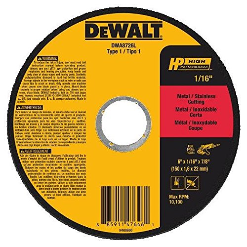 Book Cover DEWALT DWA8726L T1 HP Long Life Cut-Off Wheel, 6