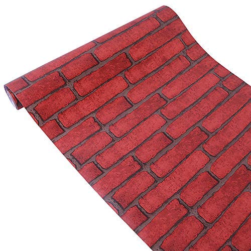 Book Cover Yifely Red Brick Self Adhesive Shelf Drawer Liner Door Sticker Rural Wall Covering Paper Easy to Install 17.7inch by 9.8 Feet