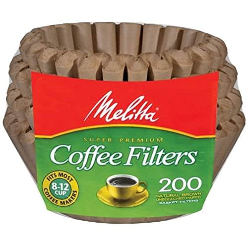 Book Cover Melitta 62957 8 To 12 Cup Natural Brown Basket Coffee Filters 200 Count (Pack of 2)