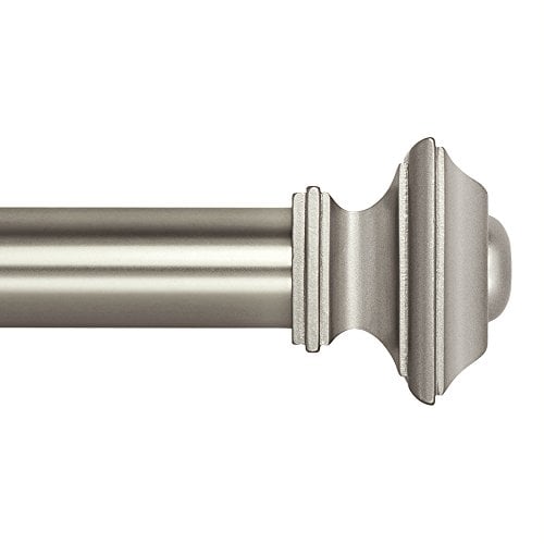 Book Cover Ivilon Square Designed Style Window Curtain Rod, 1 1/8 inch diameter. 28 to 48 Inch - Satin Nickel